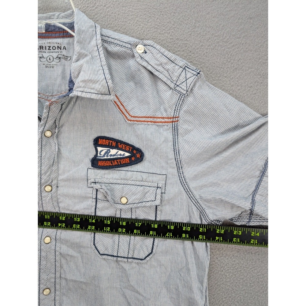 Arizona Jeans Western Cowboy Pearl Snap Shirt Men's Size L Four Wheel Copm Utah - Picture 8 of 11